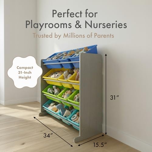 Humble Crew Kids Toy Organizer with 12 Bins, 4 Tier Storage for Playroom - Image 6