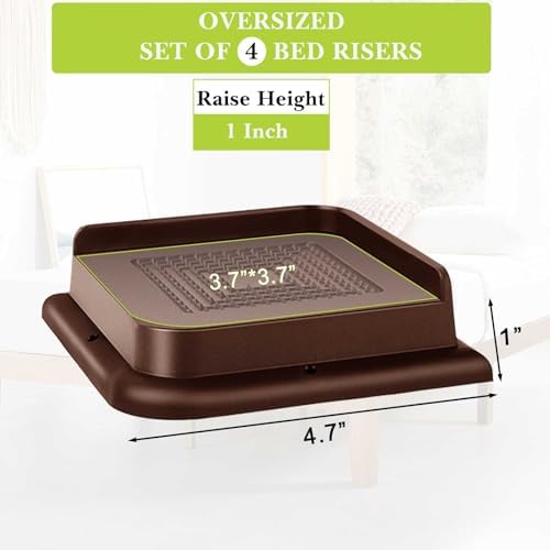 Bed Risers 1 inch, 2 inch, 3 inch, 4 inch, 6 inch, 8 inch Heavy Duty, Oversized Furniture Riser for Couch Sofa Table Chair Leg Frame Dorm, Support up to 6000 Lbs (Chocolat Brown 4 Pack, 1 inch) - Image 2