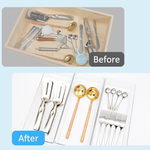 Kutesna 3Pcs Large Clear Drawer Organizer Set,15"x6" Desk Drawer Organizers - Image 5