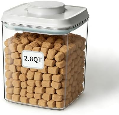 Ankou Airtight Dog Food Storage Container, 2.8 QT, One-Touch Pop Lid, BPA-Free | Clear Stackable Canister for Pet Food & Cat Treats by ANKOU