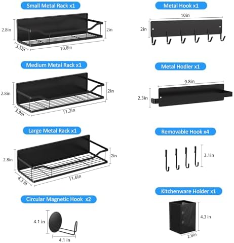 Multifunctional Magnetic Shelf for Washing Machine, Refrigerator, Microwave, and Any Metal Surface, Powerful Magnetic Shelves Include Magnetic Paper Towel Holder, Unique Hollow Design (8 pcs - Black) - Image 2