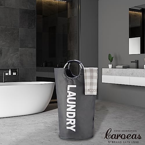 Caroeas 125L Laundry Basket,Large Laundry Hamper, Laundry Bag with Padded Handles, Clothes Hamper Stands Up Well, Collapsible Free Standing Easy Storage Washing Bin (Dark Grey,125L) - Image 6