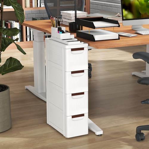 LOKO 4-Drawer Narrow Storage Cabinet, Slim Rolling Cart (7.5"x16.5"x29.5") - Image 5