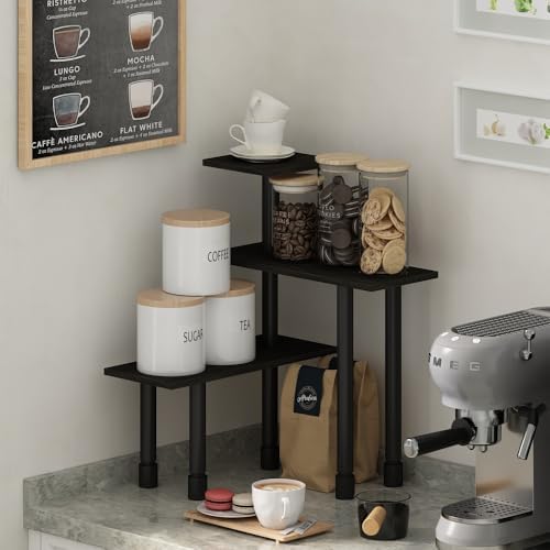 Furinno Turn-N-Tube Kitchen Countertop Organizer, 3-Tier Corner Countertop Organizer Shelf, Corner Shelf, for Kitchen, Pantry, Organizers and Storage, Espresso - Image 2