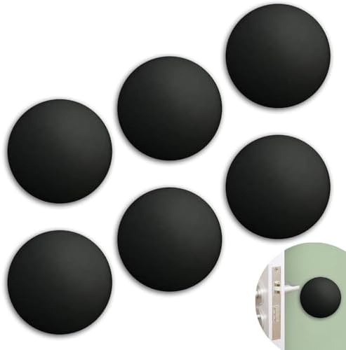 Bovinde Door Stopper Wall Protector,Bumper Knobs 6 PCS (Round Shiny Black) by Bovinde