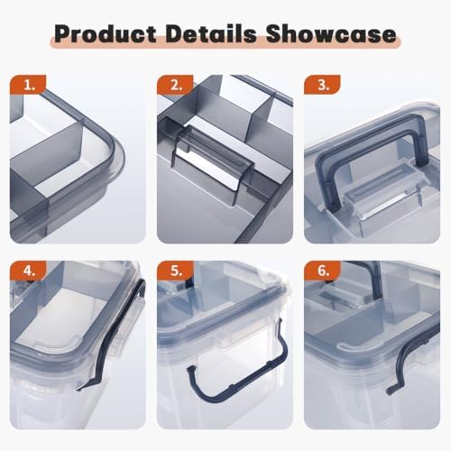 HEY FOLY Set of 2 Medicine Organizer - Plastic Storage Box with Handle Blue - Image 3