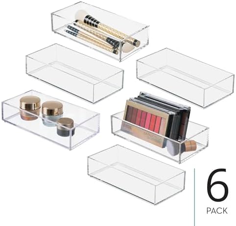 iDesign Stackable Makeup Drawer Organizer, Set of 6, Clear - Image 2