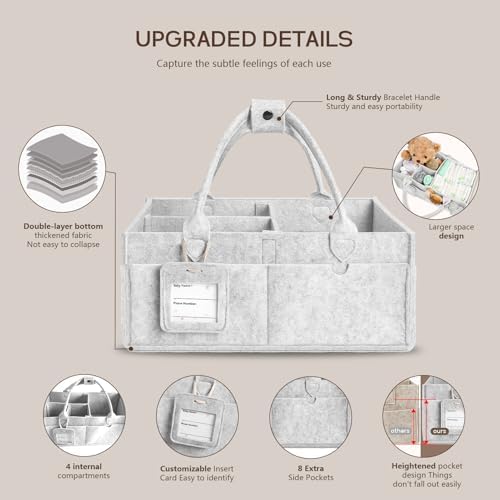 Diaper Caddy Organizer - Large Baby Caddy Organizer with Handle (Gray) - Image 5