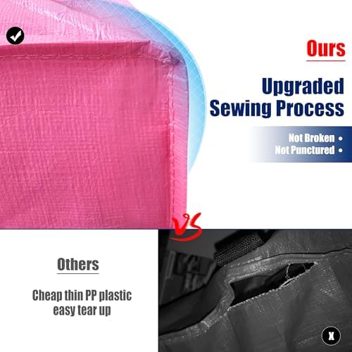 Cosy Family 4 Pack Heavy Duty Extra Large Moving Bags with Backpack Straps - Strong Handles & Zippers, Storage Totes For Space Saving, Fold Flat, Alternative to Moving Box, Pink - Image 3
