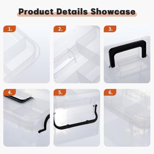 Set of 2 Medicine Organizer - Plastic Storage Box with Handle Clear - Image 4
