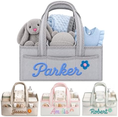 Personalized Diaper Caddy Organizer Custom Baby Storage Basket by Rucekia