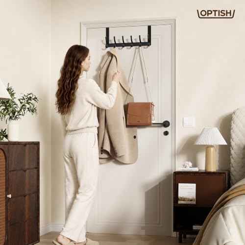 Optish Over The Door Hooks, Door Hanger Hooks for Hanging, Over The Door Towel Racks for Bathroom, Coat Rack Door Towel Hanger Towel Hooks (1Pack, Black) - Image 7