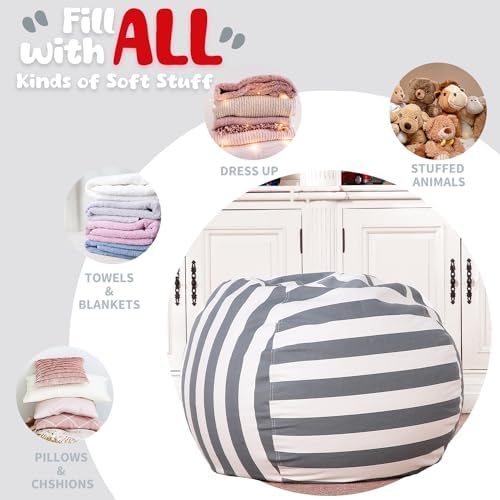 WEKAPO Stuffed Animal Storage Bean Bag Chair Cover for Kids - Image 5