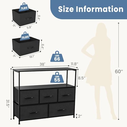 DUMOS TV Stand Dresser, Media Console with Storage Drawers, TV Table - Image 3