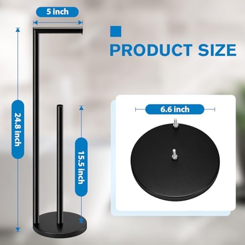 Toilet Paper Holder Stand, Black Toilet Paper Holder Free Standing - Image 2