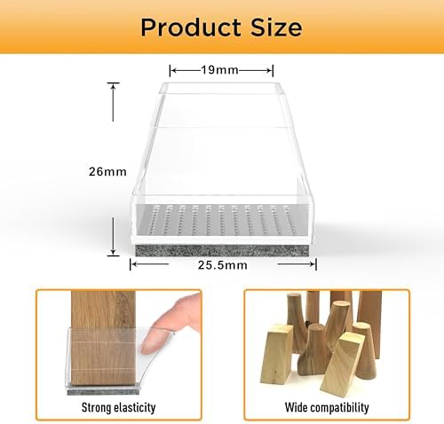 Square Chair Leg Protectors for Hardwood Floors,(Clear, Fit: 0.866-1.14"). - Image 3