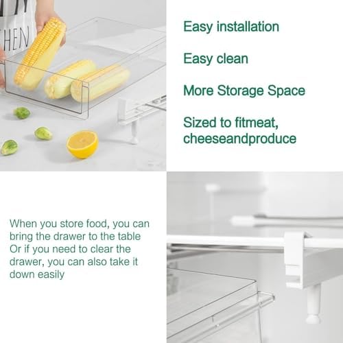 Clear Fridge Organizer Drawer - Plastic Refrigerator Deli Storage Bin for Fruits, Vegetables, Meat & Cheese, Pull-Out Design-M - Image 5