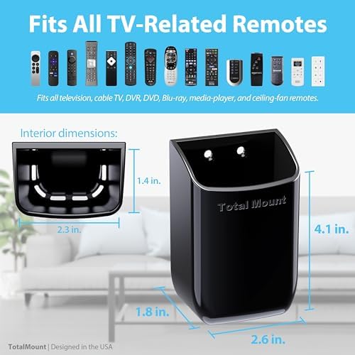 TotalMount Drop-Free Remote Holder – Removable Adhesive Strips – Black - Image 3