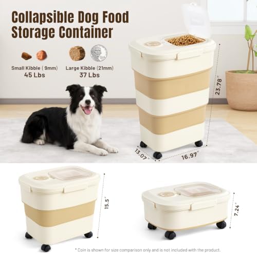 ZOMISIA 40-50lbs Collapsible Dog Food Storage Container with Wheels, Blue - Image 2