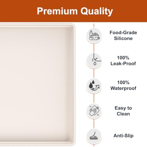 22" x 19" Extra Thick Silicone Mat Waterproof with Raised Edge, Beige - Image 2
