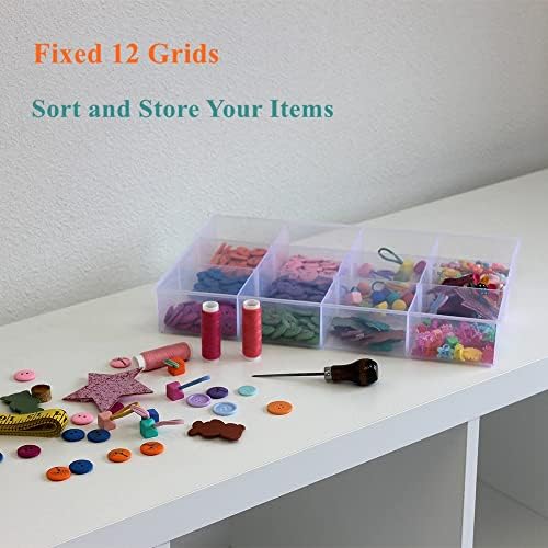 2 Pack Fixed 12 Grids Clear Plastic Organizer Sorting Tray - Image 3