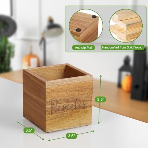 DRASTAR Remote Control Holder, Wood TV Remote Holder, Remote Storage Caddy, Remote Control Organizer (Acacia, 1 Slot) - Image 3