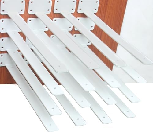 16 Pack - 16 inch White Hidden L Shelf Bracket (1/5 Inch Thicked) Iron Floating Shelf Brackets Rustic Industrial Metal Brackets for Shelf Support by MHMYDZ