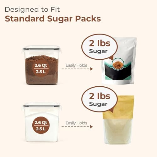 ComSaf Airtight Brown Sugar Containers with Terra Cotta Saver 2.6Qt 2Pack - Image 3