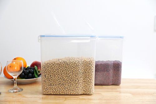 Basicwise Large BPA-Free Plastic Food Cereal Containers, Airtight Spout Lid Set of 2 - Image 3
