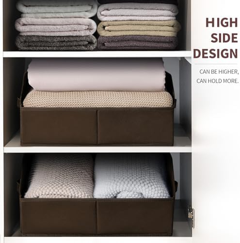 Homsorout Closet Baskets for Shelves Trapezoid - Decorative Storage Baskets with Handle, Closet Bins for Organization, Shelf Storage Bins for Clothes, Books, Home, Office, 8 Pack, Brown - Image 4