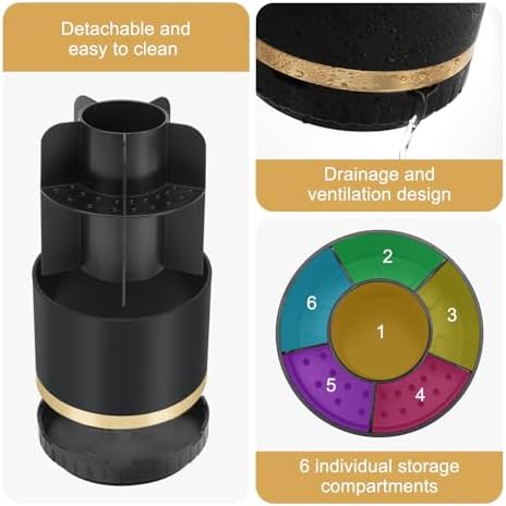 GFWARE Rotating Black Toothbrush Holder for Bathroom Organizer, Drainage - Image 2