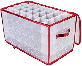 Simplify Organizer Container, Holds Total of 224 Amongst 2 Bags, 2.5” Slots, Durable, See Through for Easy Viewing ornament storage, 112 Count-2PK, Red, AZ-710011-2PK - Image 3