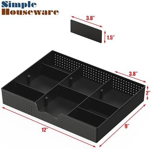Simple Houseware Drawer Organizer Tray, 9 Compartments, 2-Pack, Black - Image 7