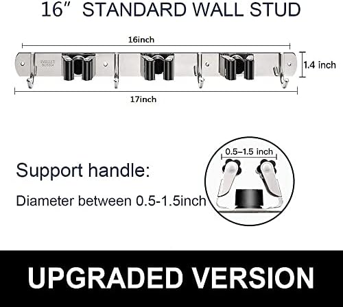 IMILLET Broom Holder Wall Mount,Heavy Duty Garage Organization Broom Hanger - Image 4