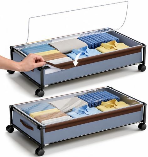 OMAIRA 2-Pack Under Bed Storage With Wheels,Underbed Shoe Storage Organizer by OMAIRA