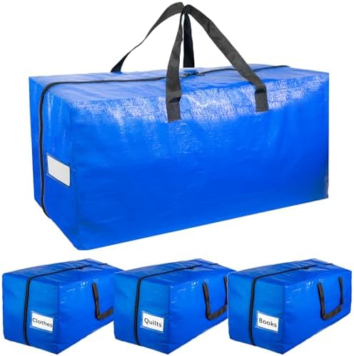 4 Pack Extra Large Moving Bags with Reinforced Handles for Dorm Room by DINRUIAG