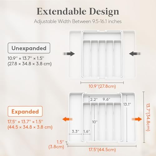 Lifewit Expandable Silverware Drawer Organizer, Kitchen Utensil Tray - Image 2