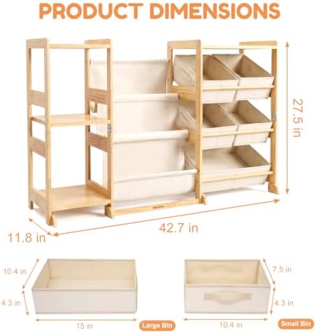 Kids Bookshelf & Toy Storage Organizer with 5 White Bins - Image 2