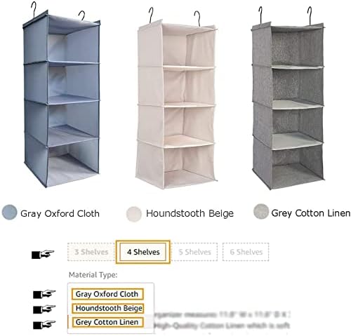 Hanging Closet Organizer 4-Tier, Oxford Wardrobe Storage, Beige Houndstooth - Image 7