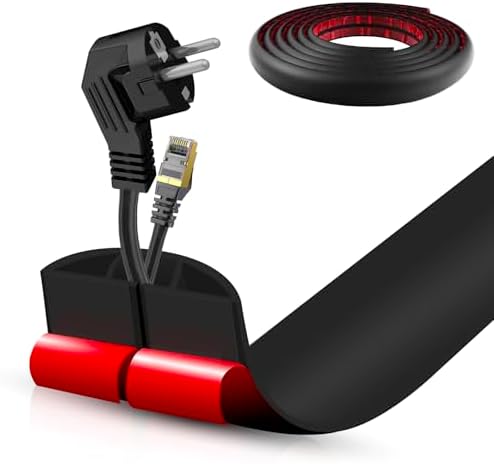 Floor Cord Cover Self Adhesive Cord Hider,10FT Cable Management, Extension Strip Protector for Wires, Prevent Cable Trips for Offices, Gyms, Exhibitions Cavity:0.47"(W) x 0.35"(H) Black by DBHXXMB-HH
