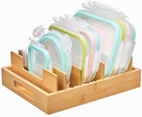 Vtopmart Bamboo Lid Organizers for Kitchen Cabinet Organizer with 7 Section by Vtopmart
