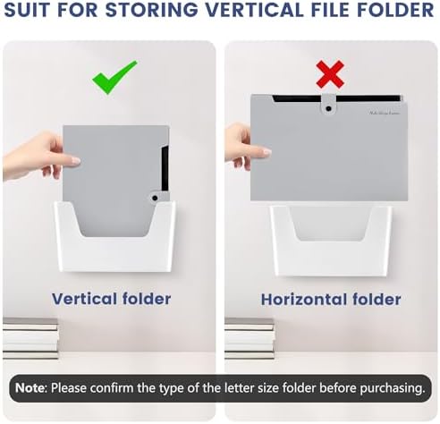 JOMOLA No Drilling File Holder 3 Pack Mail Organizer Wall Mount File Organizer Holder Office Wall Hanging Files Magazines Organizer Plastic Door Mount Wall Pocket with Adhesive Pad, White Color - Image 4