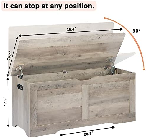 Timberer 39.4" Storage Chest, Wooden Storage Bench, Lift Top Toy Chest - Image 3