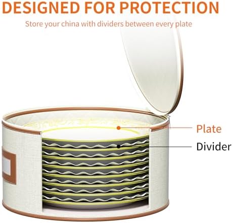 Aokeyee 4-Piece Plate Storage Set, Hard-Shell Dinnerware Organizer, Ivory - Image 4
