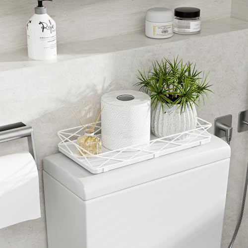 Lixple Toilet Paper Basket, 13" Bathroom Toilet Tank Tray White - Image 3
