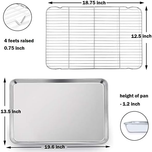 P&P CHEF Stainless Steel Baking Sheet with Rack Set for Cookie, 19.6 Inch - Image 6