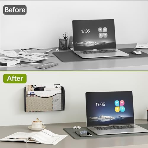 EasyPAG Wall File Organizer, Metal Mesh Hanging File Folder Holder for Letter/A4 Size Folders, Vertical Wall Mount Mail Sorter for Office Paperwork, Classroom, Black - Image 6