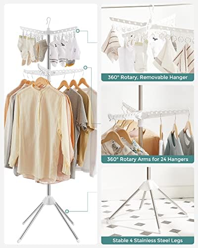 SONGMICS Clothes Drying Rack, 72.8-Inch Drying Rack, 3 Rotatable Arms - Image 4