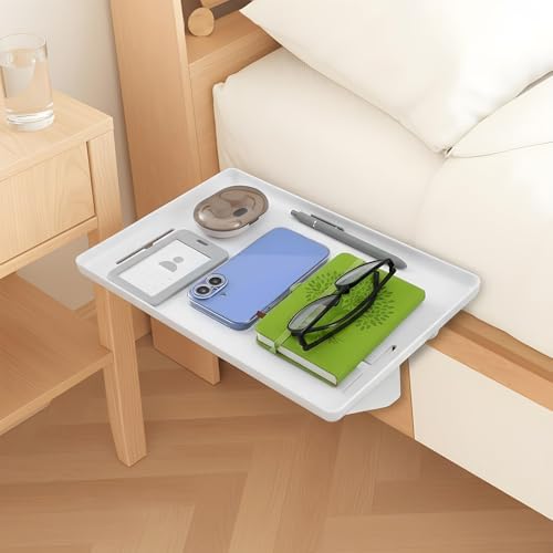 2 Pcs Bedside Shelf for Dorm Bunk Bed, Clip On Nightstand, Bed Side Table Tray Organizer, College Dorm Room Essentials for Girls/Guys, Bedside Tray with Cable Management for Dormitory, Back to School - Image 2