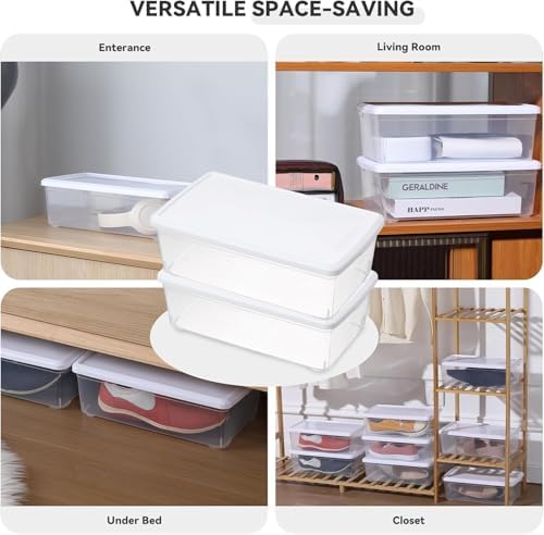 novelinks 8 Pack 6QT Plastic Storage Bins with Lids, Shoe Boxes (White) - Image 6